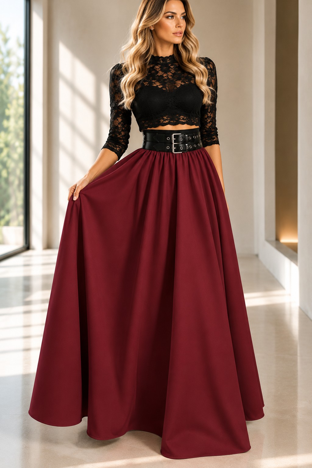 Dlouhá sukně - maxi sukně - BOROS_SK_L_RED 06